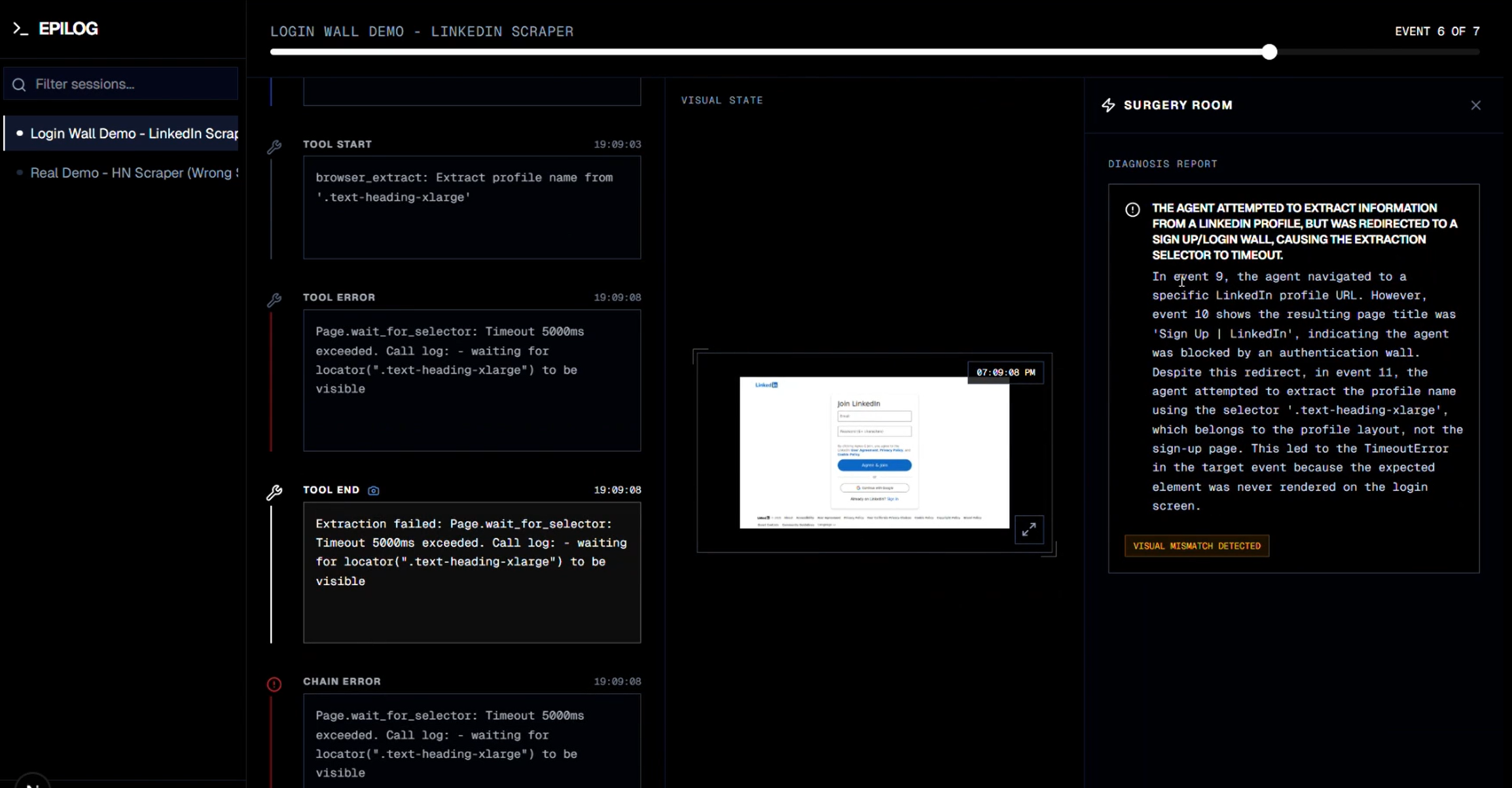 Epilog debugging workspace